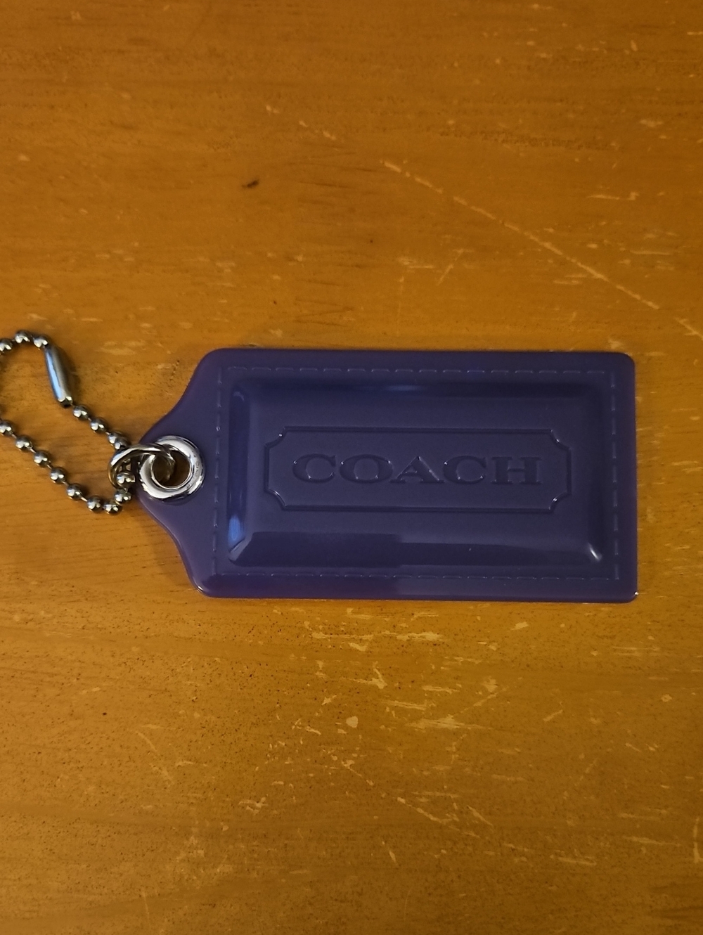 Coach Poppy Purple Rectangular Logo Hang Tag Keyring